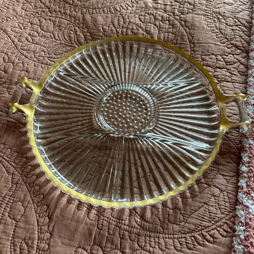 Vintage Depression Era Round Serving Dish